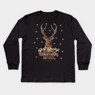 Christmas Buck Hunting Men Best Buckin Hunter Kids Long Sleeve T-Shirt